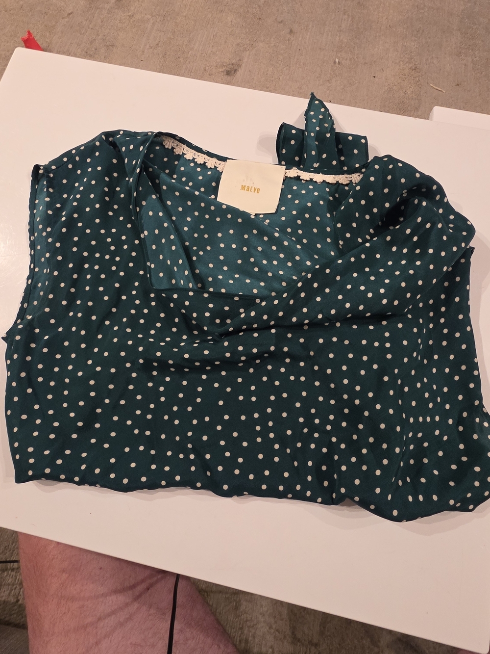 Maeve Teal Polka Dot Sleeveless Camisole